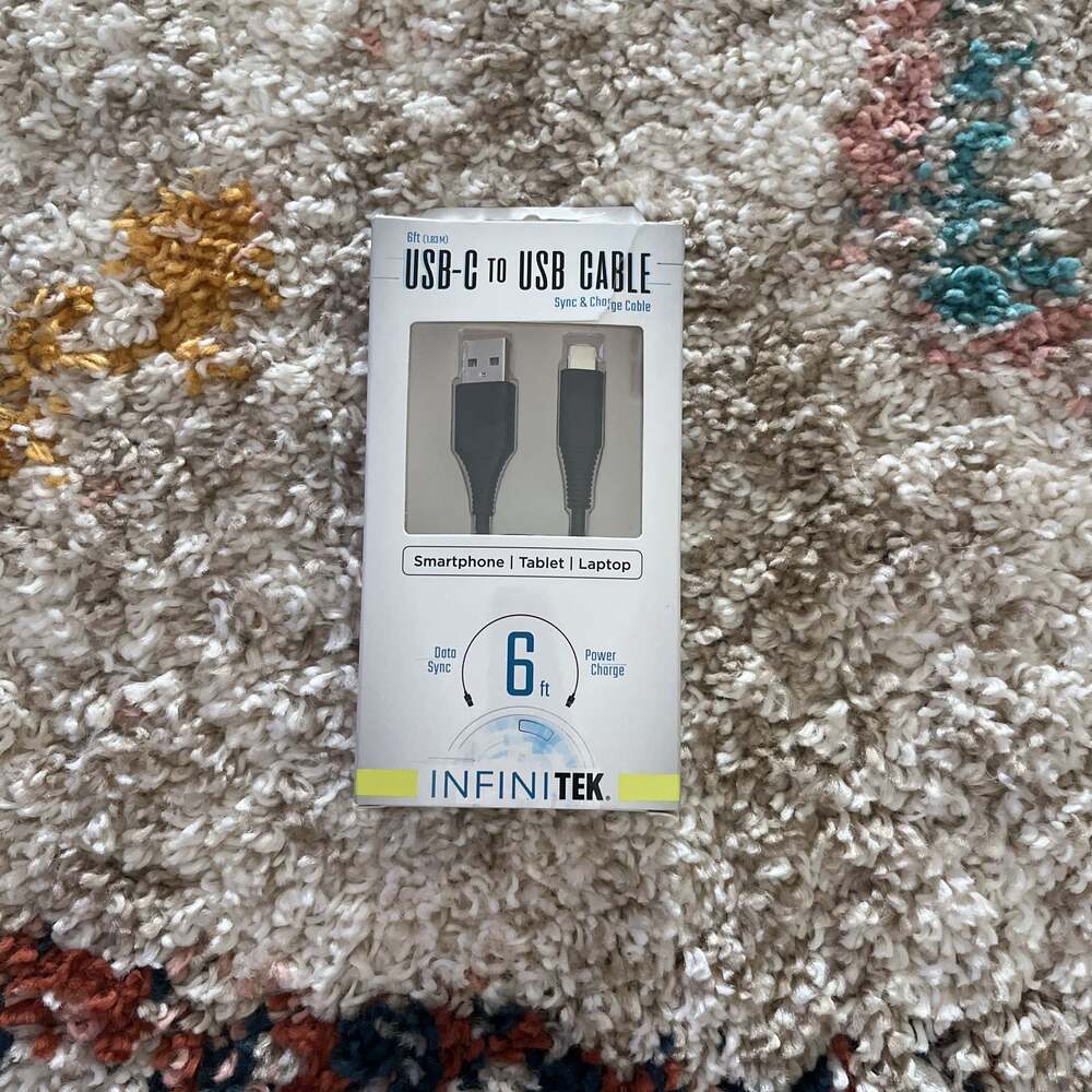 Infinitek 6ft USB-C To USB-C Cable Sync & Charging Black 810016094128